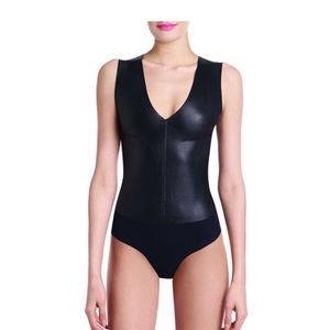 Commando faux leather v neck body suit